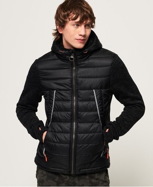 Superdry Storm Flash Hybrid Férfi Kapucnis Pulóver Fekete | TOBRV6523